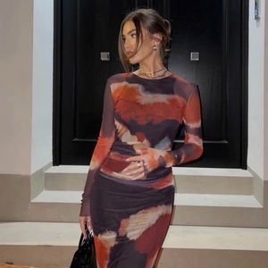 Zara PRINTED TULLE DRESS